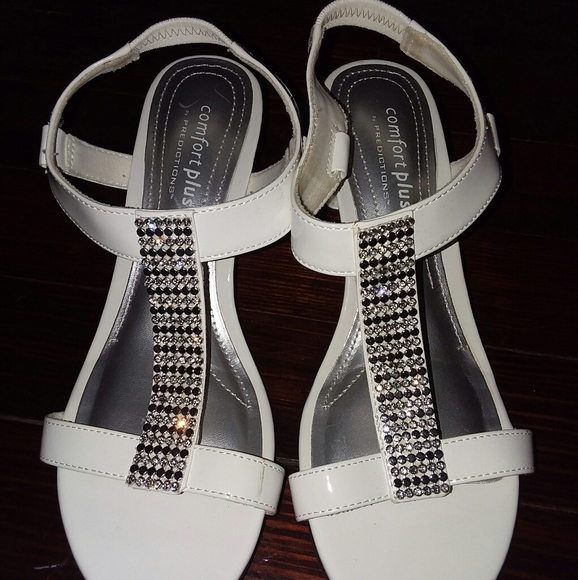 White Heels with diamond studs - Picture 1 of 5